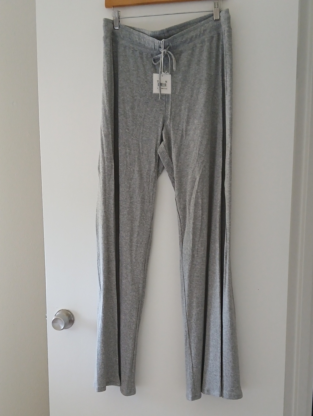 Splendid Gray Ribbed Drawstringwide Leg  Pants Nwt